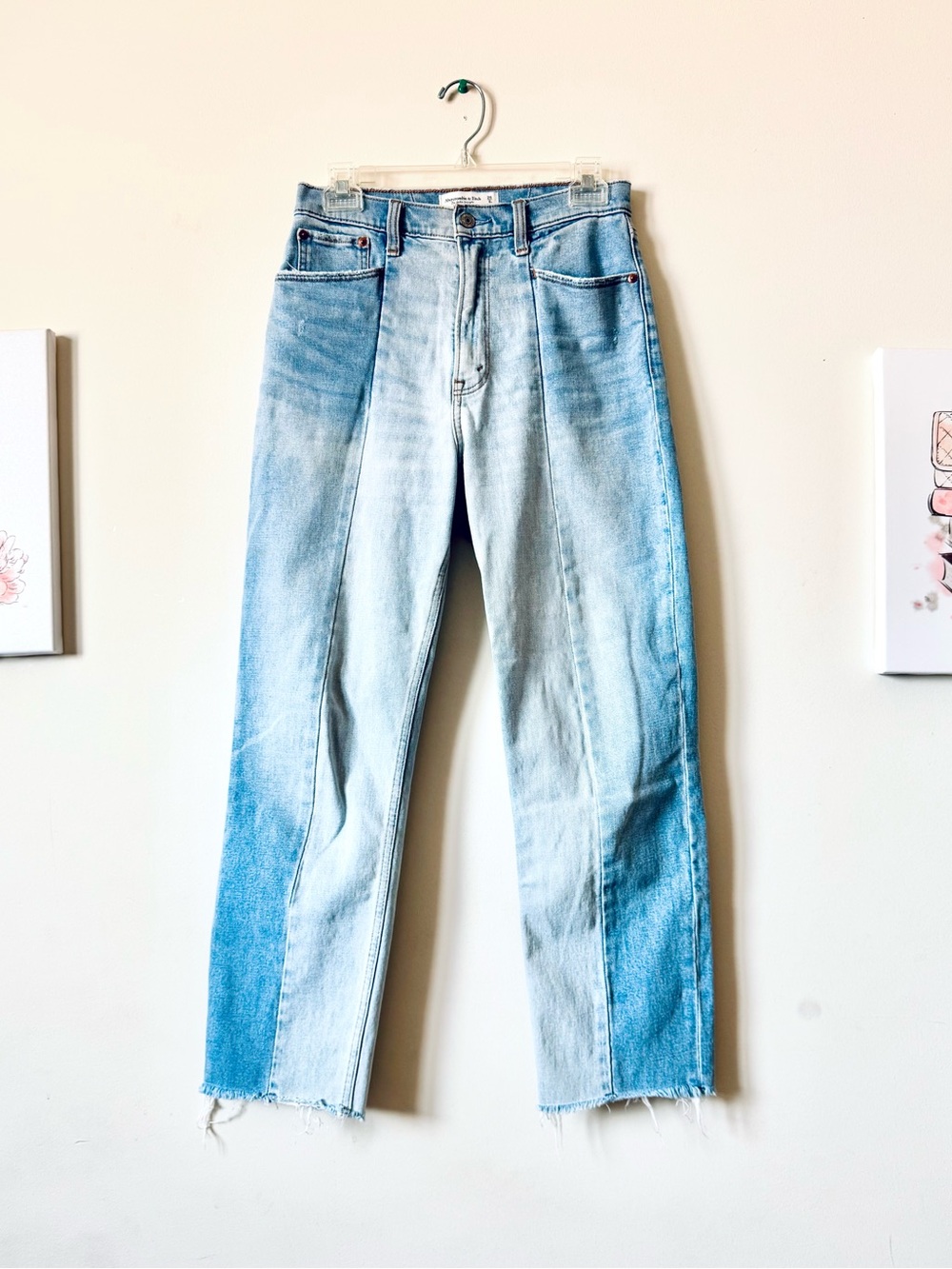 Abercrombie & Fitch 28/6R The Ankle Straight Ultra High Rise Curve Love Two Tone